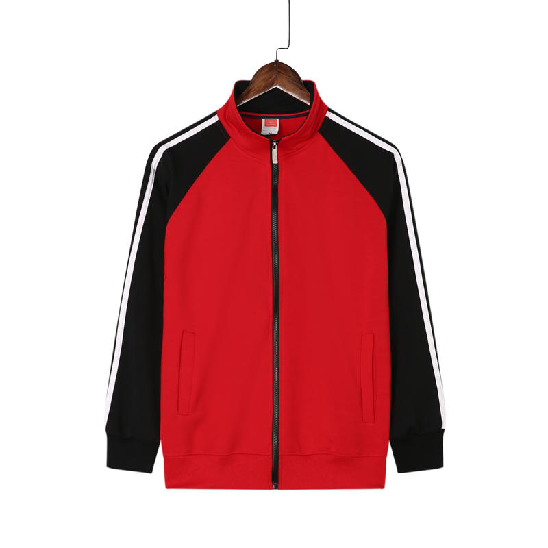 定制600克加厚加绒插肩三条杠撞色拉链开衫立领卫衣印字印logo男