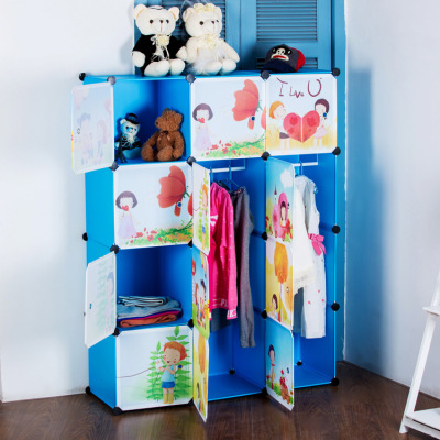 2018 New Cartoon Simple Children's Organizing Wardrobe Baby Storage Plastic Assembled Wardrobe