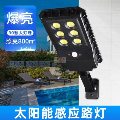 Cross-Border New Arrival Integrated Solar Induction Street Lamp Head Outdoor Road Human Body Induction Street Lamp Factory Delivery H
