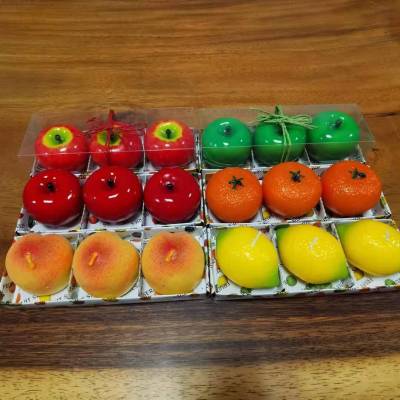 Set of Three Apples Fruit Candle Set Creative Fragrance Fruit Candle Lemon Orange Christmas Decorations Ornaments