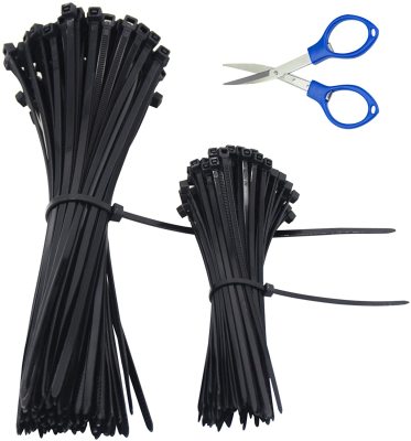 Cable Ties Black Various Sizes UV Protection High Quality Nylon Self-Locking Cable Ties (4+8 Inch Office
