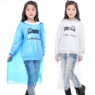 Front Open Primary School Children Disposable Raincoat Thickened Transparent Outdoor Travel Wholesale Factory Direct Sales