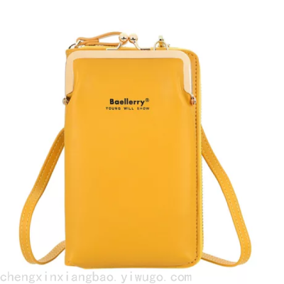 Women's Wallet Pure Color All-Matching Mobile Phone Bag Large Capacity Zipper Messenger Bag Factory Wholesale