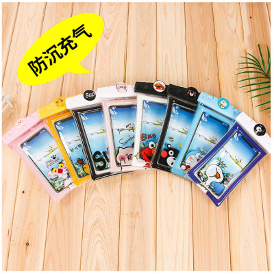 Factory Direct Sales New Inflatable Cartoon Mobile Phone Waterproof Bag Universal Swimming Diving Sealed Transparent Waterproof Protective Cover