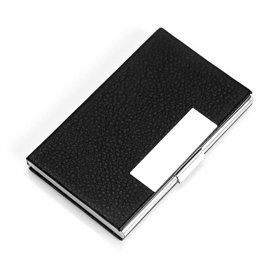 Business Spot Card Clamp Men's Faux Leather Business Card Case Stainless Steel Side Large Capacity Business Lady