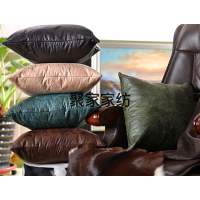 2021 New Imitation Leather Faux Leather Plain Nordic Style Pillow Cover Pillow