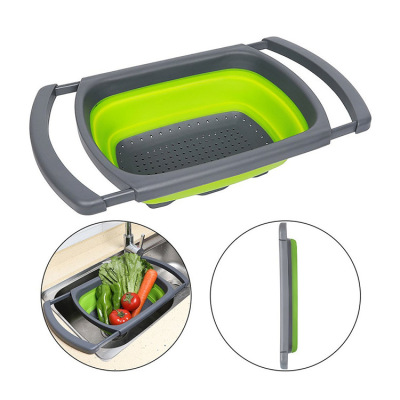 New Plastic Retractable Drain Basket Multifunctional Sink Drain Rack Cleaning Tray Kitchen Supplies in Stock Wholesale