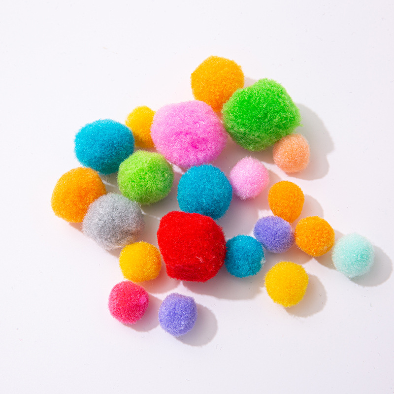 毛球厂家直销 现货益智玩具服装节庆彩色丙纶毛绒球DIY手工毛毛球