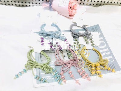 Bead Hair Rope Simple Multi-Rubber Band Hair Band Student Children Headwear Belt Tire Leather Case Bright Crystal