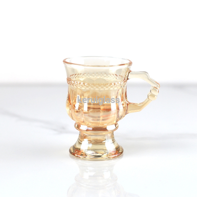 Vintage Amber Glass Cup Relief Cup Ins Girl Heart Household Wine Glass Juice Cup Mini Goblet Gift