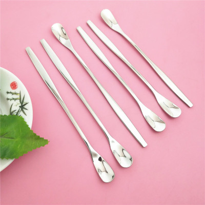 Factory 304 Stainless Steel Long Handle Stirring Long Long Long Ice Spoon Customizable Logo Household Hotel