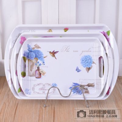 Melamine Tray Household Thickened Water Cup Tray European Printing Tea Tray Rectangular Tray Fruit Tray Factory Direct Sales