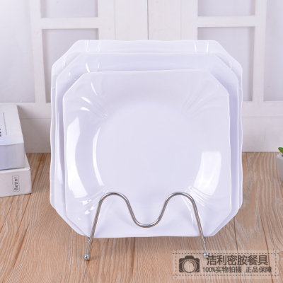 White Melamine Tableware Cut Angle Square Plate Creative Thickening Plate Dish Hotel Restaurant Western Buffet Plate