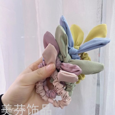 Rabbit Ears Girl Heart Cute Cloth Hair Ring Female Net Red Style Sweet Beauty Hair-Binding Simple Horsetail Headwear Wholesale