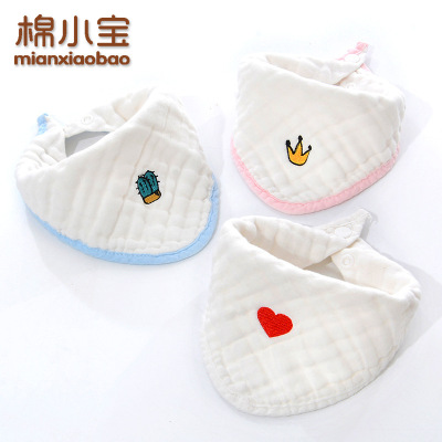 Cotton Xiaobao Eight-Layer Gauze Triangular Binder Muslin Cotton Baby Bibs Non-Fluorescent Cotton Gauze Bibs