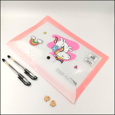 Cartoon Button Bag Office Information Bag A4 Buggy Bag Factory Direct Sales Student Test Paper Sorting Bag