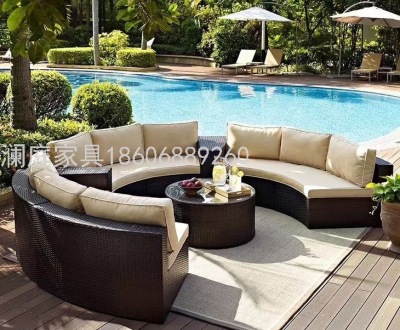 Woven Terrace Sofa Sunscreen and Waterproof  Combination Outdoor Courtyard Leisure round Sofa Outdoor Rattan Chair