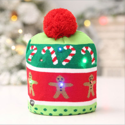 Christmas Decorations Knitted LED Light Cap Christmas Tree Snowman Style Adult and Children Hat Christmas Hat Kindergarten