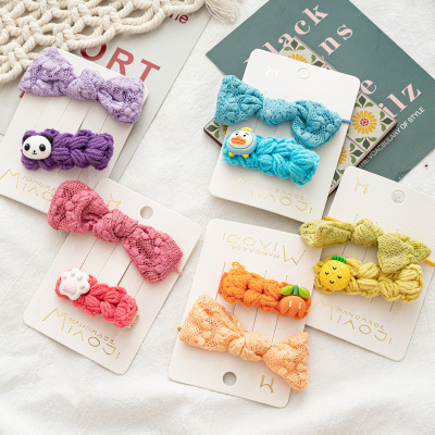 Korean Children's Wool Hairpin Fabric Bow Hairpin Headdress Cute Flowers Baby Side Clip Hair Accessories