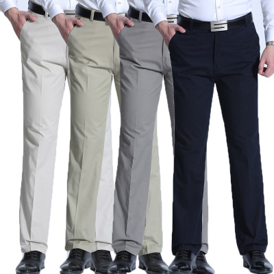 Factory Direct Sales Spring and Summer Middle-Aged and Elderly Cotton Casual Pants Middle-Aged Men's Straight Loose Business Trousers Casual Men's Trousers