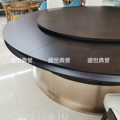 High-End Villa 2.2 M Solid Wood Electric Table Hotel Modern Light Luxury Electric Dining Table 12 People Round Table