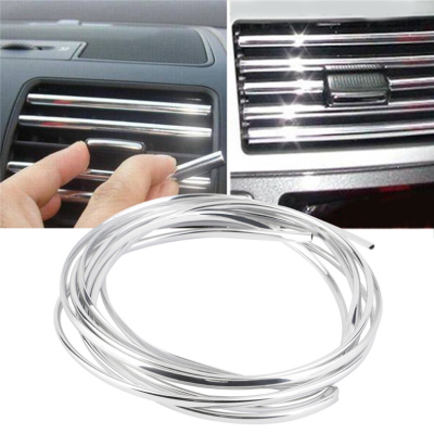 Car Vent Decorative Strip U-Shaped Car Air Conditioning Vent Cowl Grille Chrome Plated DIY Decorative Highlight Bar Doors and Windows Binding Clips