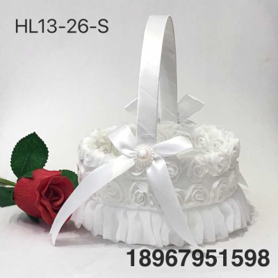 European and American Bow Rose Bride European Wedding Flower Basket White Wedding Flower Basket