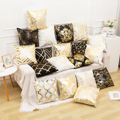 Nordic Instagram Style Leaves Geometric Super Soft Bronzing Pillow Cover Sofa and Bed Cushions Square Pillow Case Bay Window Pillow