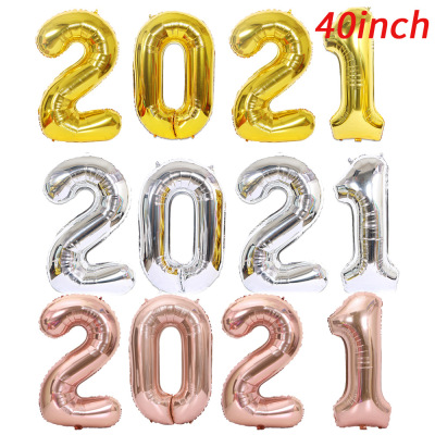 40 Inch 32-Inch Large Number Shaped Aluminum Foil Balloon Set 2021 Digital Balloon New Year New Year's Day, New Year's Eve Decoration