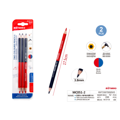 Red and Blue Double-Headed Six Angle Rod Sharpened Pencil 3.8 Core (MC051-2) Mottarro