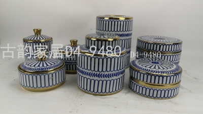 D4-9480 Guyun Home Factory Ceramic Crafts Decorative Flower Vase Blue and White Porcelain Candy Box Decorations