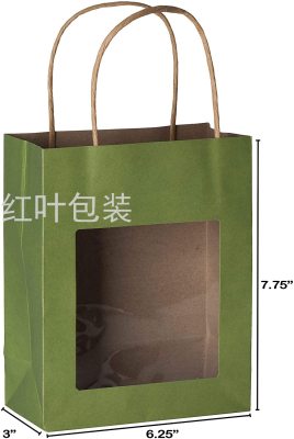 Wholesale Customized Kraft Paper Gift Bag PVC Visual Window Food Gift Packaging Bag Kraft Twine