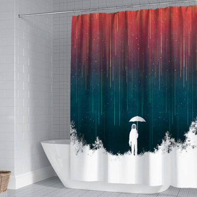 2020 Cross-Border Amazon Astronaut Shower Curtain Horror Skull Shower Curtain Shower Curtain with Hook One Piece Custom