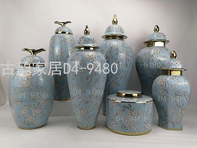 Chinese Blue and White Porcelain Ancient Charm Factory 9480 Home Ceramic Crafts Decoration Vase Creative Candy Box