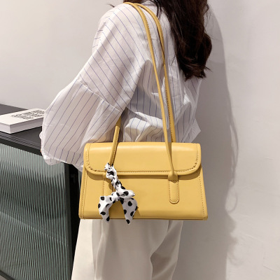 This Year's Popular Bag for Women 2021 New Fashion Silk Scarf Decoration Shoulder Bag Korean Texture Western Style Underarm Bag