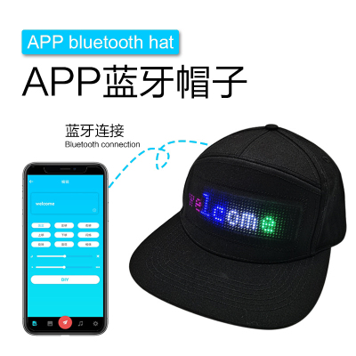 Bluetooth App Editable LED Light-Emitting Hat Multi-Language Display Advertising Cap Dance Party Decoration Cap