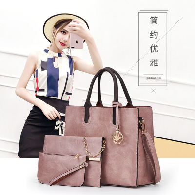 Jue Cute Student Schoolbag Women's Bag Three-Piece Retro Handbag Simple All-Match Shoulder Messenger Bag