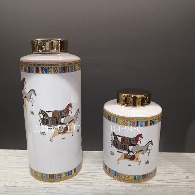 Guyun Home Factory Direct Sales Horse Ceramic Crafts Light Luxury Decoration Handmade High Temperature Vase Candy Box