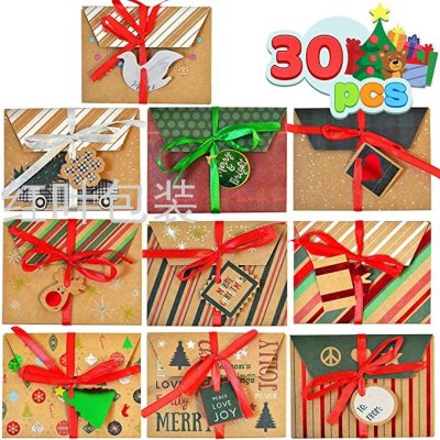 Wholesale Custom Christmas Series Envelope Gift Box Card-Type Gift Box Ribbon Hanging Card