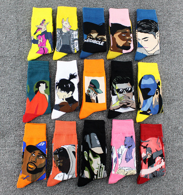 Autumn and Winter New Mid-Calf Socks Wholesale Personalized Graffiti Animal Cartoon Women's Socks Oil Painting Abstract Color Lovers' Socks
