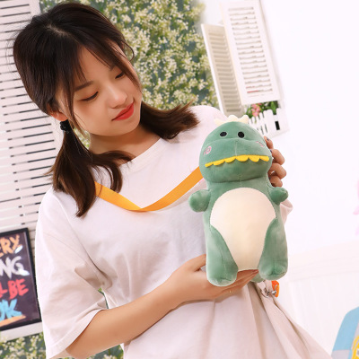 Factory Direct Supply Plush Toy Bag Trending Cartoon Cute Dinosaur Backpack Doll Girl's Crossbody Bag Doll Delivery