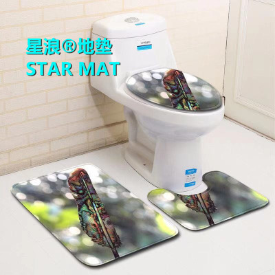 STAR MAT Bathroom Bathroom Three-Piece Set Floor Mat Sponge 3D HD Printing Three-Dimensional Carpet