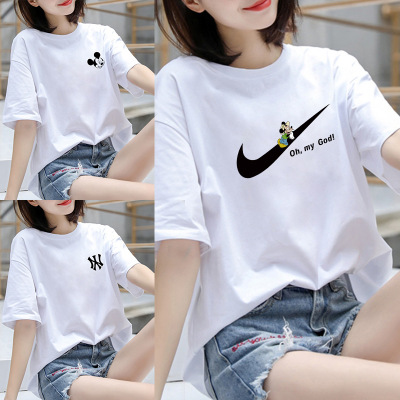 2021 Summer New Pure Cotton Mickey Women's Clothing Short Sleeve Loose T-shirt Stock Women's Korean Style Night Market Stall Delivery