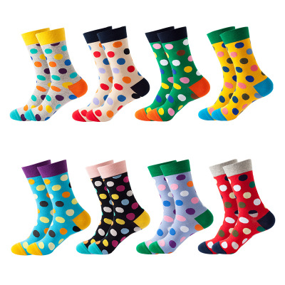 Spring and Autumn New Women's Mid-Calf Socks European and American Ins Style Cotton Dot Pattern Hip Hop Skate Socks in Stock Wholesale