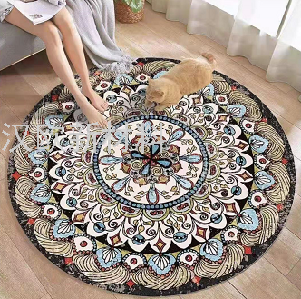 Wholesale round Carpet Door Mat Non-Slip Mat Waterproof Non-Slip Suitable for Bedroom Living Room Study, Etc.