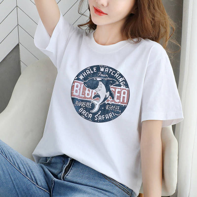 Women's Short-Sleeved T-shirt Ins Fashionable Women's Clothing 2021 Korean Style Loose Women's Cotton Half Sleeve Top Internet Celebrity Women's T-Shirt Wholesale