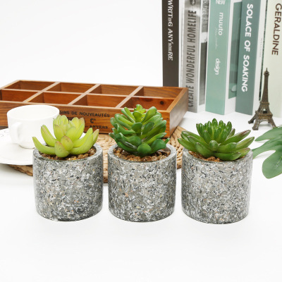 Imitation Marble Flower Pot Artificial Succulent Pant Home Office Dining Room and Study Room Decoration Gift