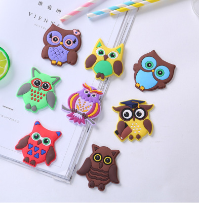 Cartoon Anime Soft Rubber Magnet Owl-Shaped Fridge Magnet Decorative Refrigerator Anime Stickers Factory Wholesale Customizable