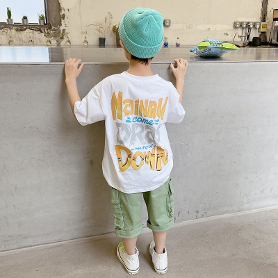 Children's Short-Sleeved Suit Korean Fashion Children's Clothing Two-Piece for Boys 2021 New Fashionable Summer Clothing Boys Handsome Clothes