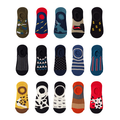 Men's Invisible Shallow Mouth Cotton Summer Thin Fashion Brand Ins Silicone Non-Slip Cotton Trendy Socks Women's Socks